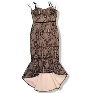 Fashion Nova Cocktail Dress Size S Black & Tan